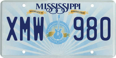 MS license plate XMW980