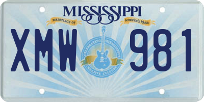 MS license plate XMW981