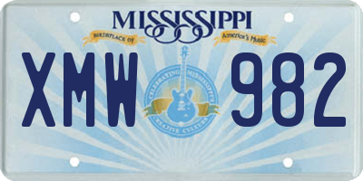 MS license plate XMW982