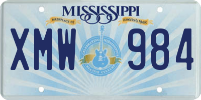 MS license plate XMW984