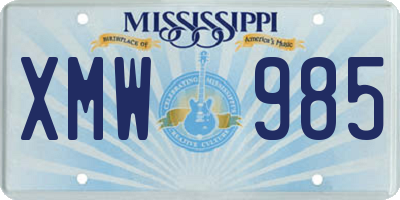 MS license plate XMW985