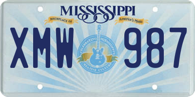 MS license plate XMW987