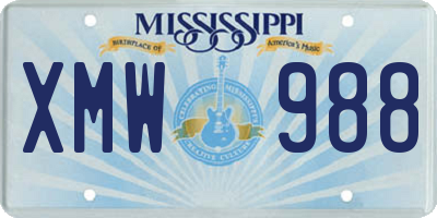 MS license plate XMW988