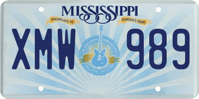 MS license plate XMW989