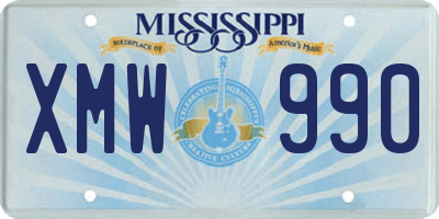 MS license plate XMW990