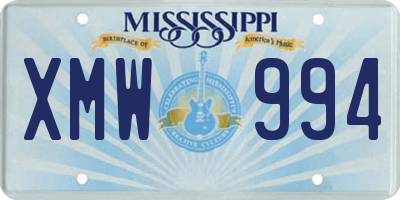 MS license plate XMW994