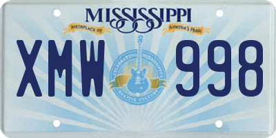 MS license plate XMW998
