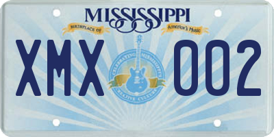 MS license plate XMX002