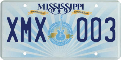 MS license plate XMX003