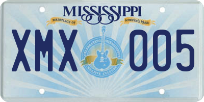 MS license plate XMX005