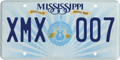 MS license plate XMX007