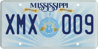 MS license plate XMX009