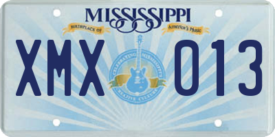 MS license plate XMX013