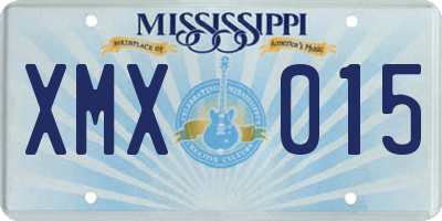 MS license plate XMX015