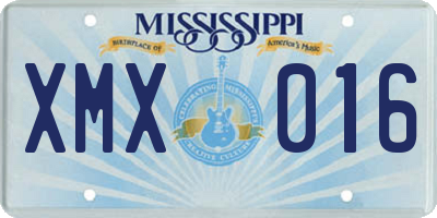 MS license plate XMX016