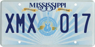 MS license plate XMX017