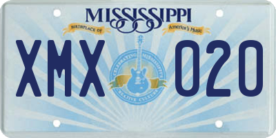 MS license plate XMX020