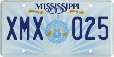 MS license plate XMX025