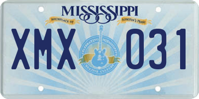 MS license plate XMX031