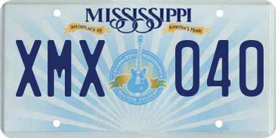 MS license plate XMX040