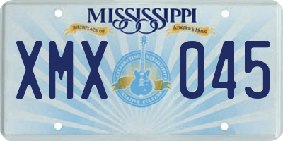 MS license plate XMX045