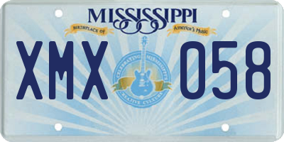 MS license plate XMX058