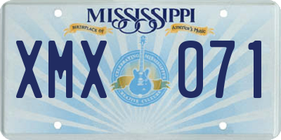 MS license plate XMX071