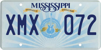 MS license plate XMX072
