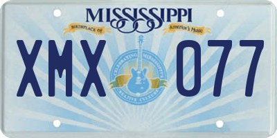 MS license plate XMX077