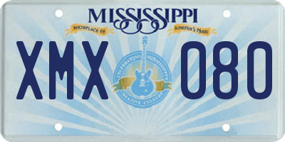 MS license plate XMX080