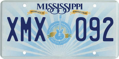 MS license plate XMX092