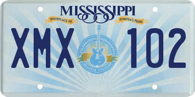 MS license plate XMX102