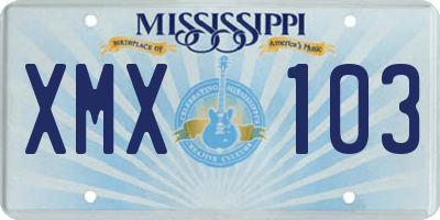 MS license plate XMX103