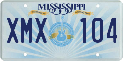 MS license plate XMX104