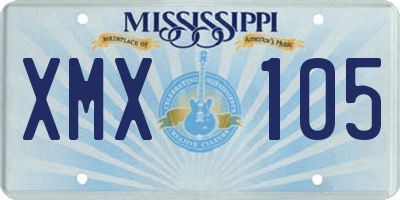 MS license plate XMX105