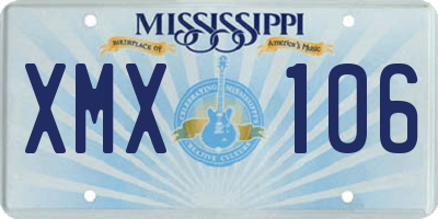 MS license plate XMX106