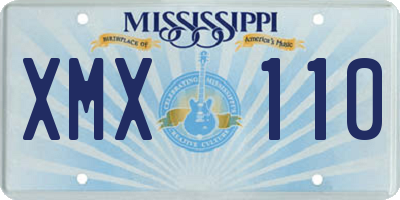 MS license plate XMX110