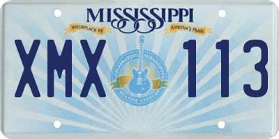 MS license plate XMX113