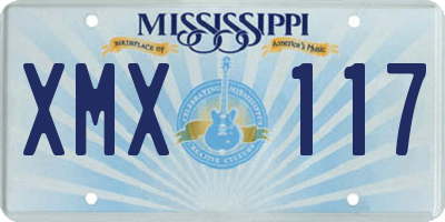 MS license plate XMX117