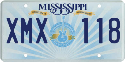 MS license plate XMX118