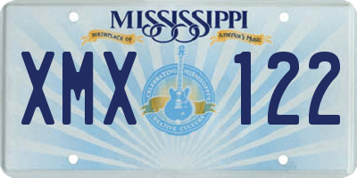 MS license plate XMX122