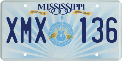 MS license plate XMX136