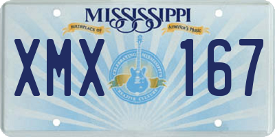 MS license plate XMX167