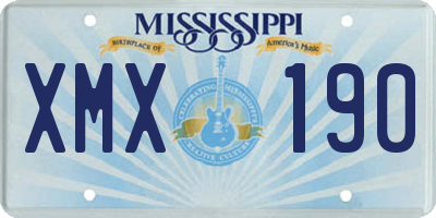 MS license plate XMX190