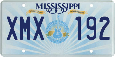MS license plate XMX192