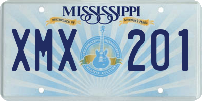 MS license plate XMX201