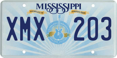 MS license plate XMX203