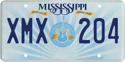 MS license plate XMX204