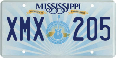 MS license plate XMX205