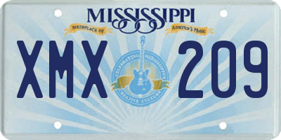 MS license plate XMX209